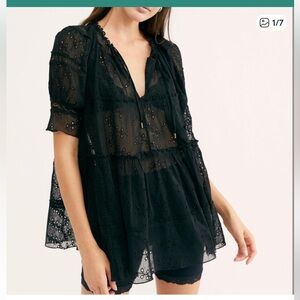 Free People heartlands Eyelet Babydoll tiered top medium